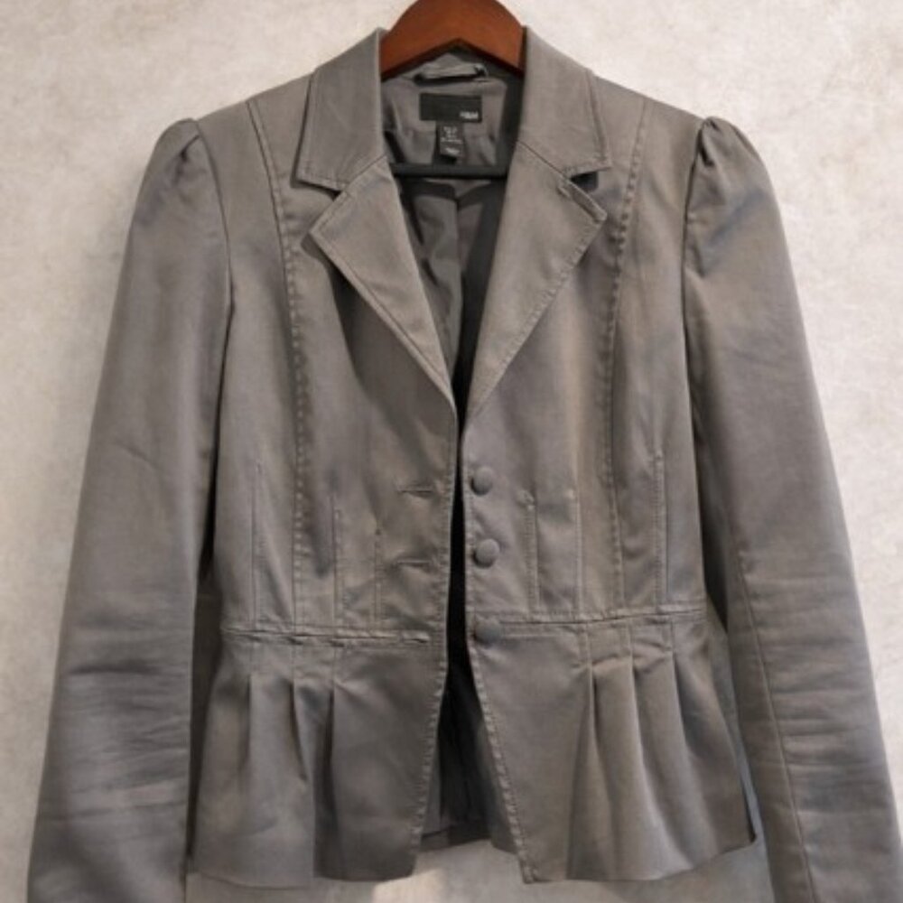 H&M Tailored Gray Blazer Jacket | Peplum Detail | US 6